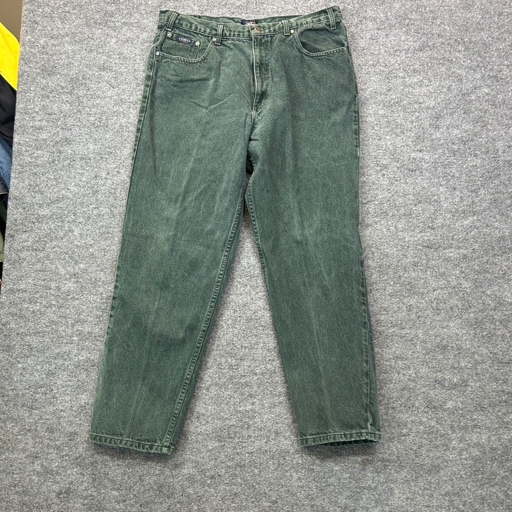 Vintage‎ Perry Ellis America Jeans Men's Green Denim Straight Fit Y2K - 38X30